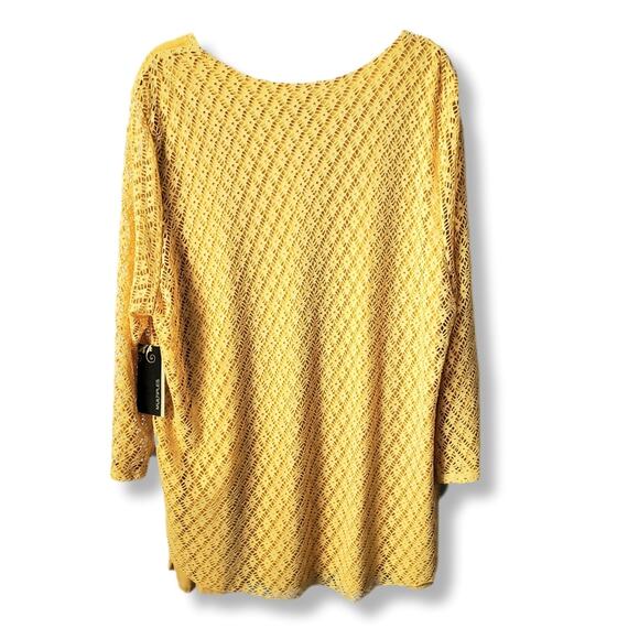 Women Multiples Yellow Mustard Gold Boho Tunic Top 2X Embroidered Lace Fall NEW - Picture 5 of 8